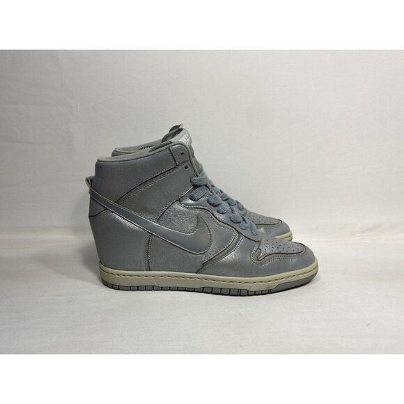 Nike Sky Hi Dunk Cut Out Gray Wedge High Tops Shoes 644411-001 Women’s Size 9.5 - Picture 1 of 10